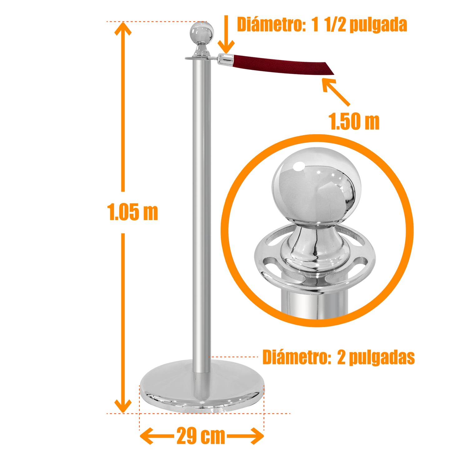 POSTE EJECUTIVO CROMADO (2 POSTES)